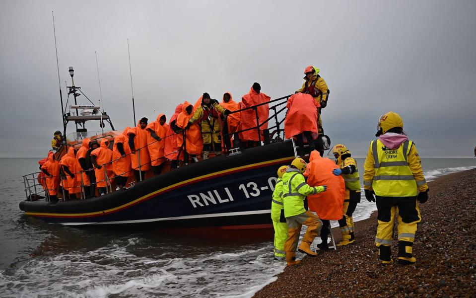 Migrants picked up at sea attempting to cross the English Channel