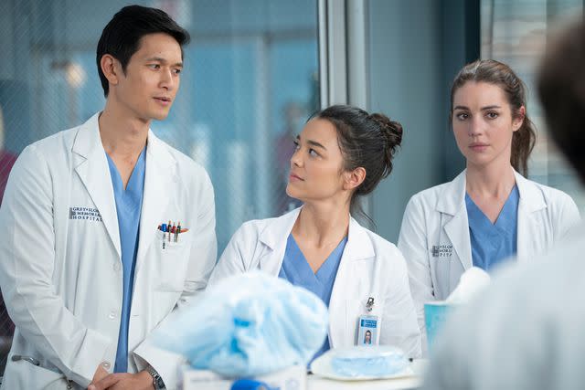 <p>Disney/Anne Marie Fox</p> Harry Shum Jr., Midori Francis, Adelaide Kane on 'Grey's Anatomy'