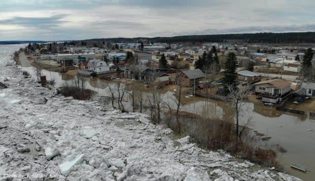Fort Simpson at the height of the 2021 spring flood. (Submitted by Jonathan Antoine - image credit)