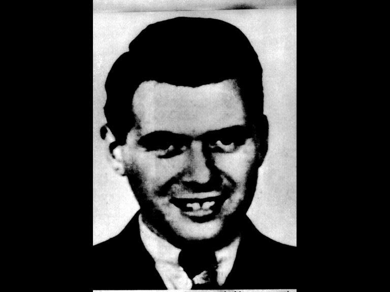 Josef Mengele headshot, Nazi war criminal,  photo on black