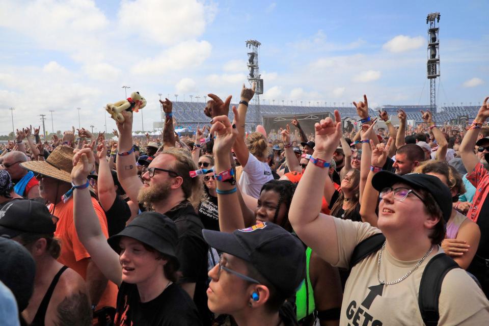 Fans rock out during the 2023 edition of the Welcome to Rockville music festival at Daytona International Speedway. On Wednesday, the headliners were announced for the 2024 festival, slated for May 9-12 in Daytona Beach.