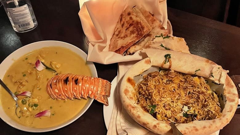 lobster curry and sides