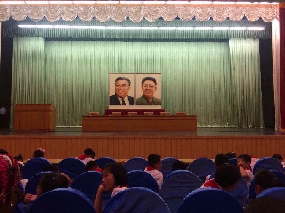 The concert hall where campers at Songdowon International Children's Camp sang songs about North Korea's leaders.