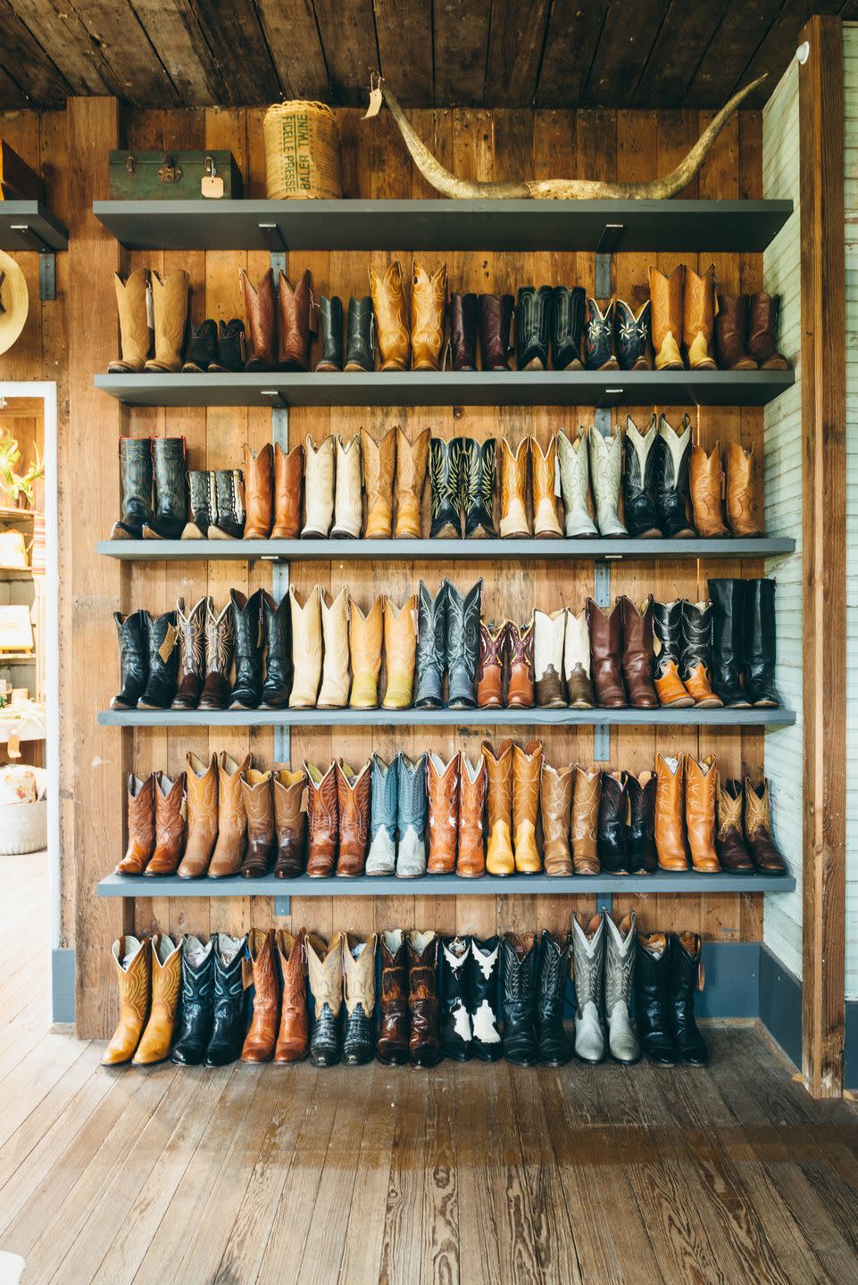 cowboy boot display wall