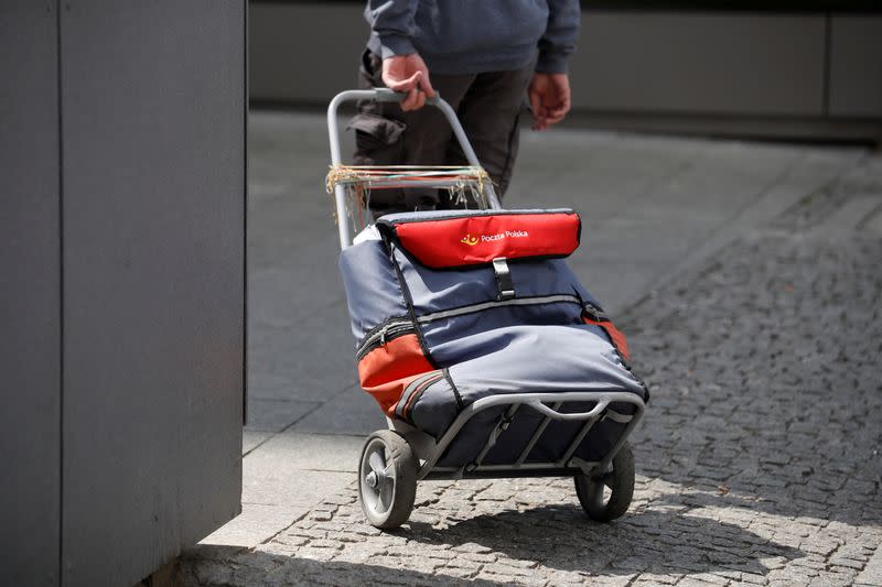 Postman's bag is pictured in Warsaw