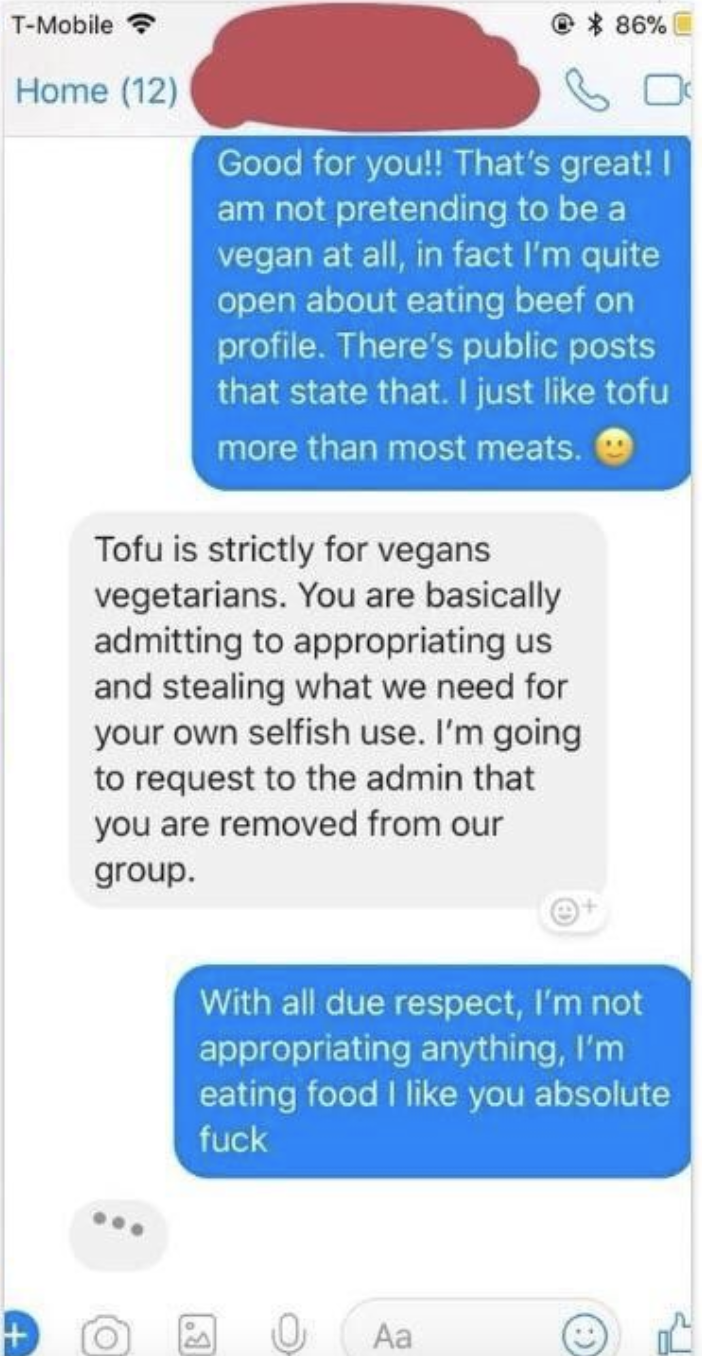 "Tofu is strictly for vegans vegetarians"