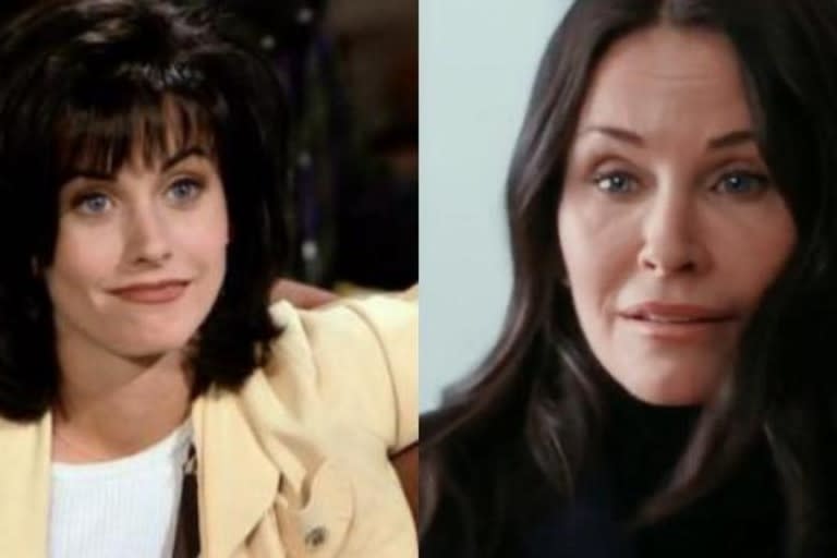 Courteney Cox en Friends y en Mothers and Daughters, película de 2016.