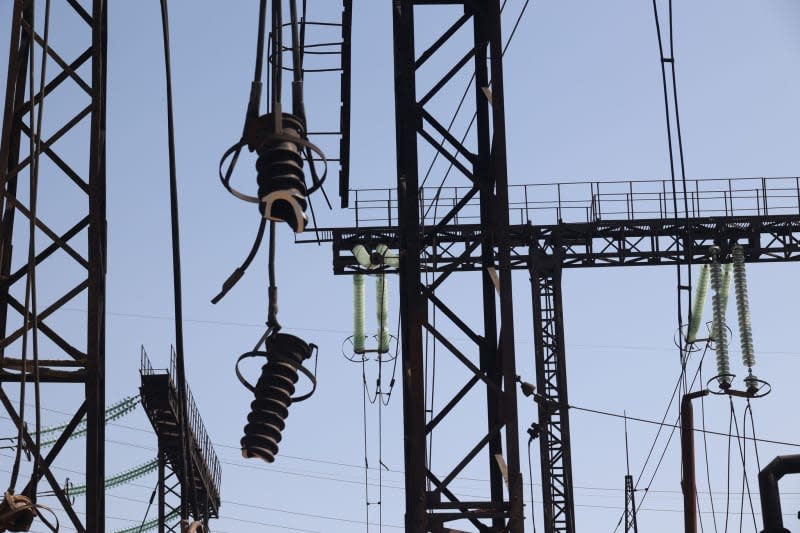 An energy facility can be seen damaged following a Russian shelling. -/Ukrinform/dpa