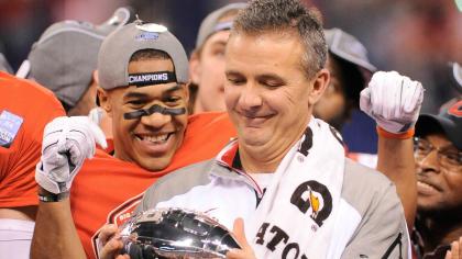 Urban Meyer has the Buckeyes on the cusp of an unlikely national title. (Getty)