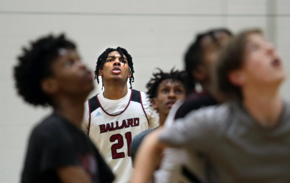 Ballard Bruin’s senior guard Gabe Sisk was supposed to be playing  for a top prep school this season but transferred back to Ballard at the start of the season,Dec. 8, 2022