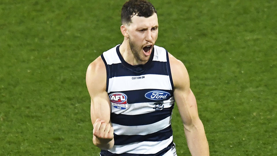 Sam Menegola, pictured here in action for Geelong during the AFL grand final.