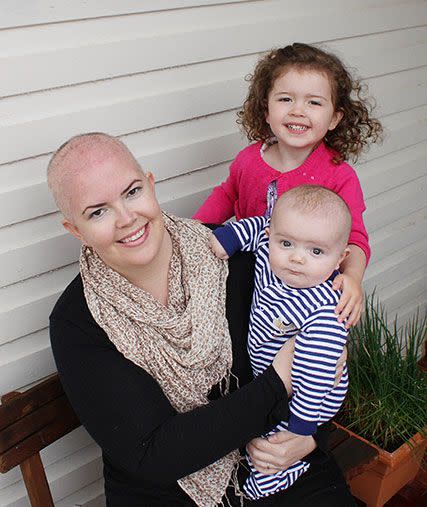 Kate Wagner wants access to PD-1 drug to buy her time to watch her two children grow up. Photo: Supplied