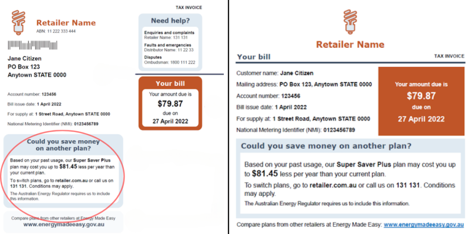 Composite image of generic electricity bills showing 'better offer' savings box.