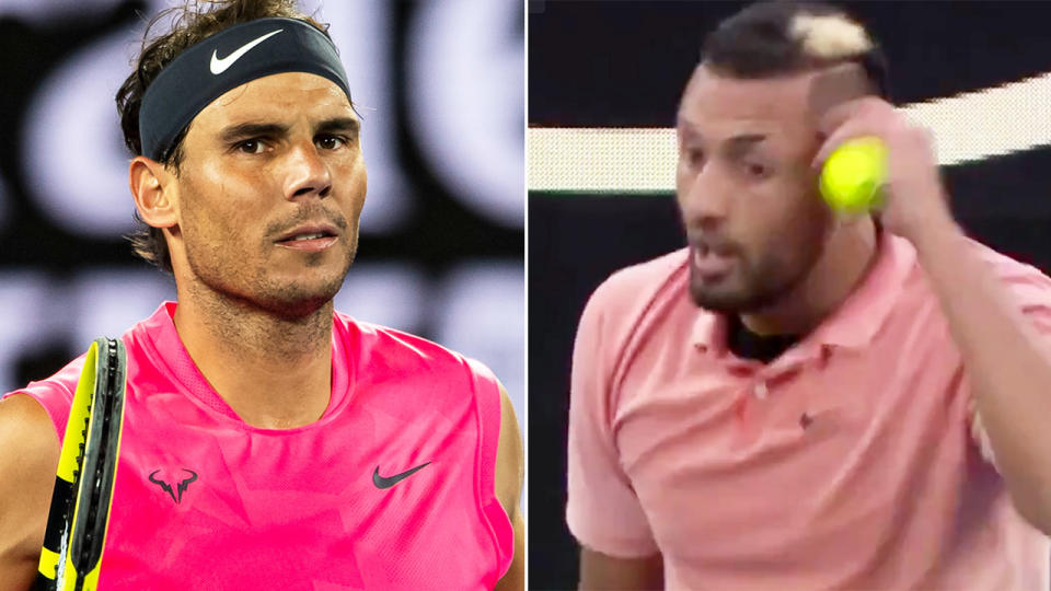 Rafael Nadal and Nick Kyrgios, pictured here at the Australian Open.