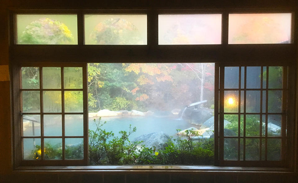 The outdoor spa from the indoor spa. Photo: Supplied