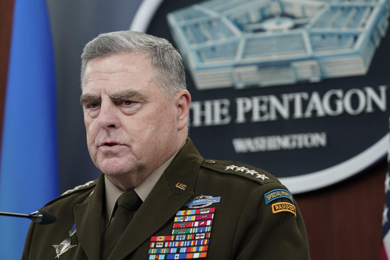 Joint Chiefs Chairman Gen. Mark Milley speaks during a briefing at the Pentagon in Washington, Wednesday, Nov. 16, 2022. (AP Photo/Susan Walsh)