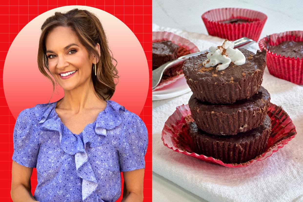 a photo of Joy Bauer and her easy Easy, Fudgy Chocolate Cakes