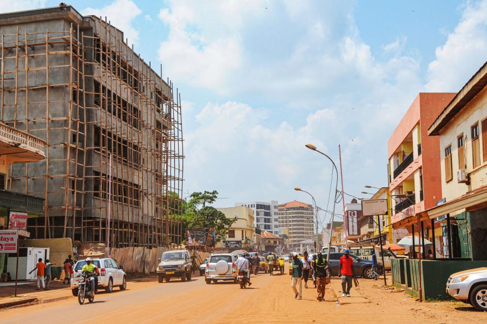 This photo shows the streets of Bangui, the capital city of the Central African Republic.