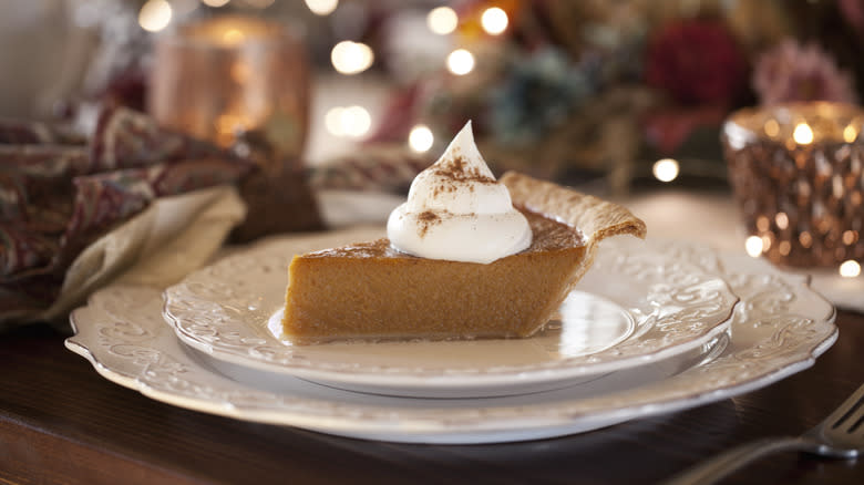 Pumpkin pie on a tray