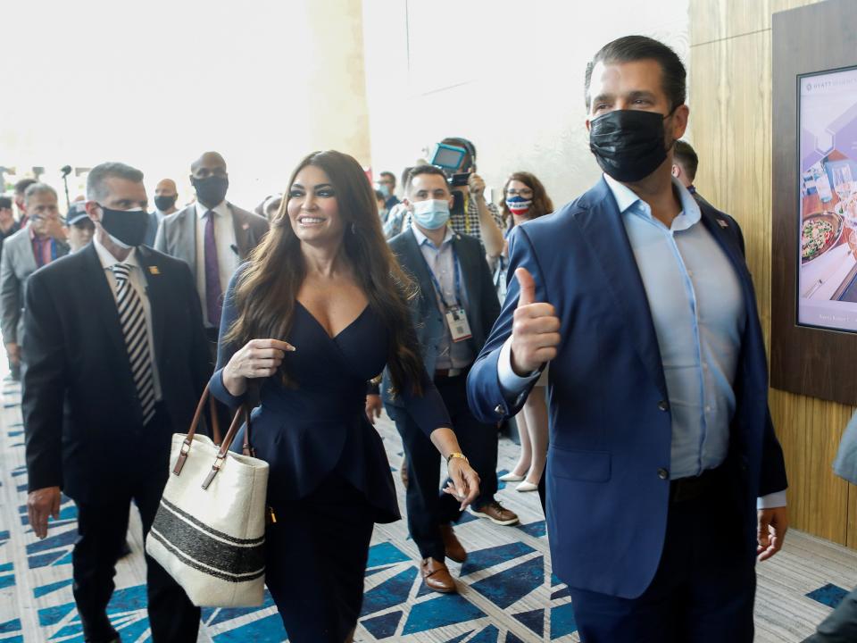 Kimberly Guilfoyle and Donald Trump Jr. at CPAC in 2021.