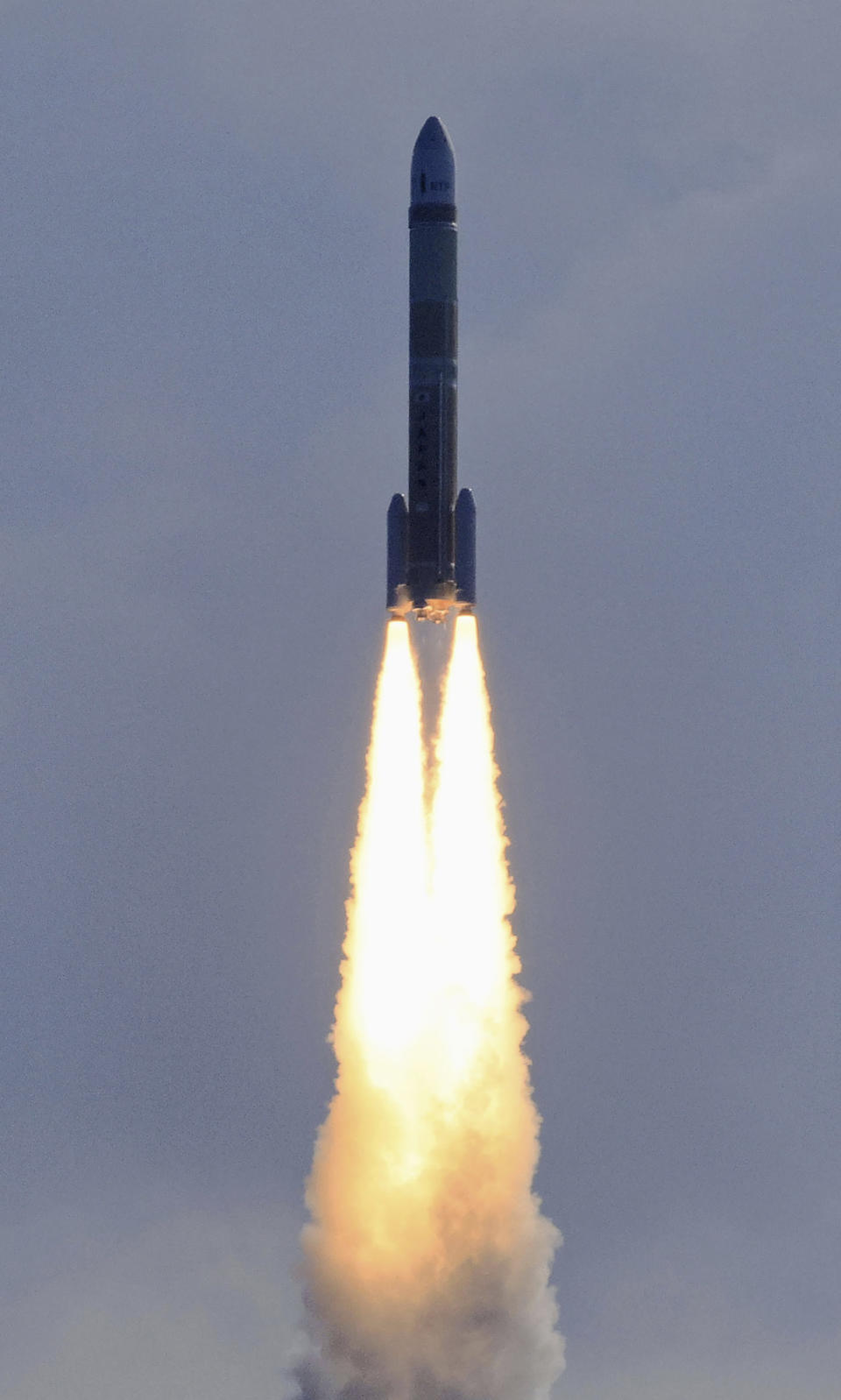 An H3 rocket lifts off at Tanegashima Space Center in Kagoshima, southern Japan Saturday, Feb. 17, 2024. (Kyodo News via AP)