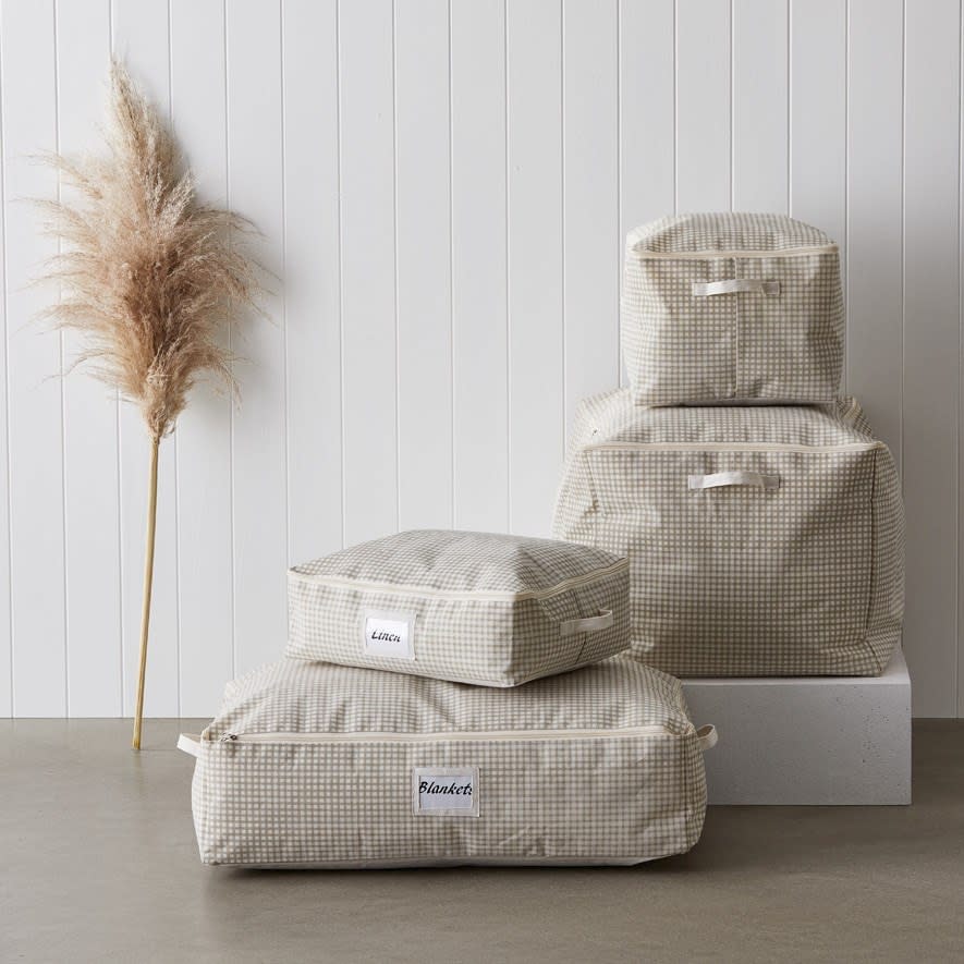 Adairs Natural Gingham Storage Bags