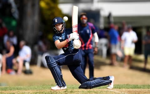 Joe Root of England bats during the One Day Tour Match between England and The University of West Indies Vice Chancellor's XI  - Credit: getty images