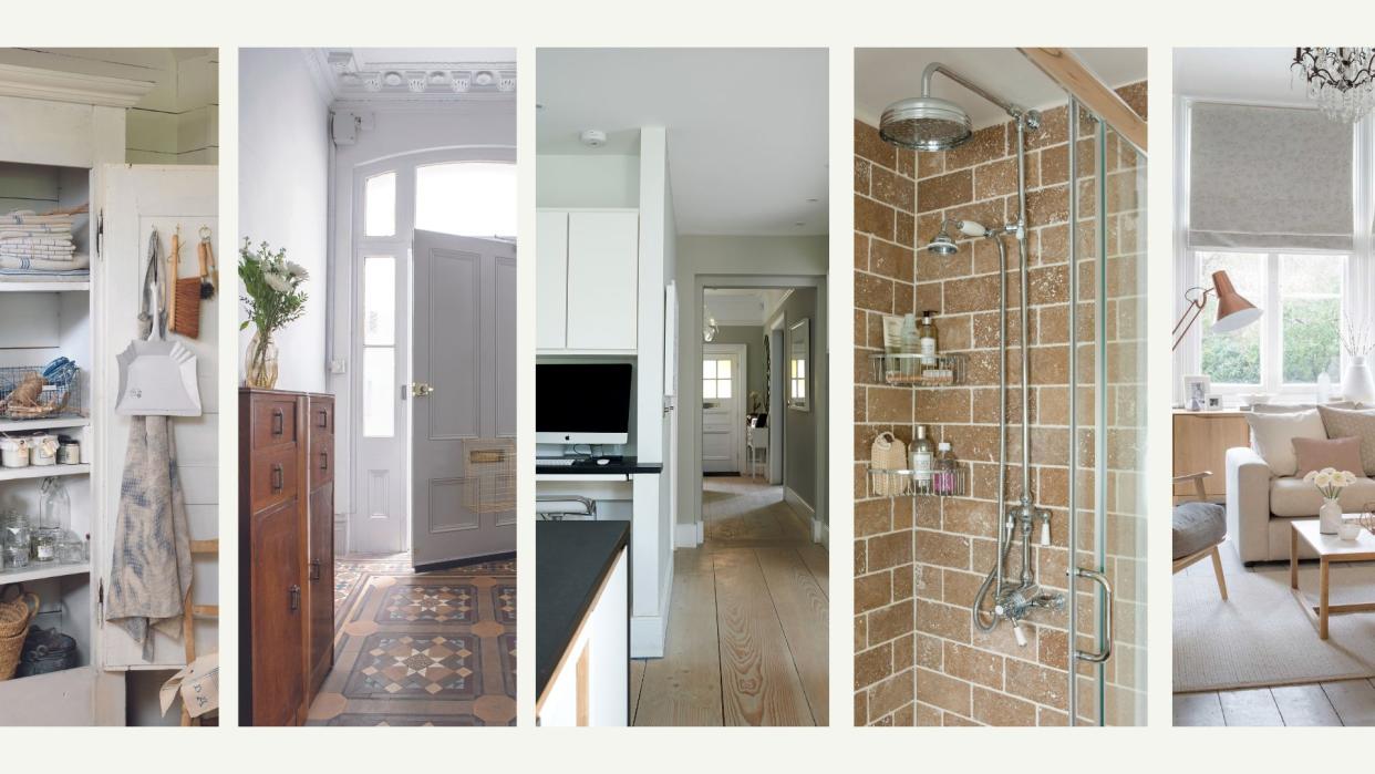  Compilation image of different rooms around a house to support an article on w&h for daily habits to keep your house clean. 