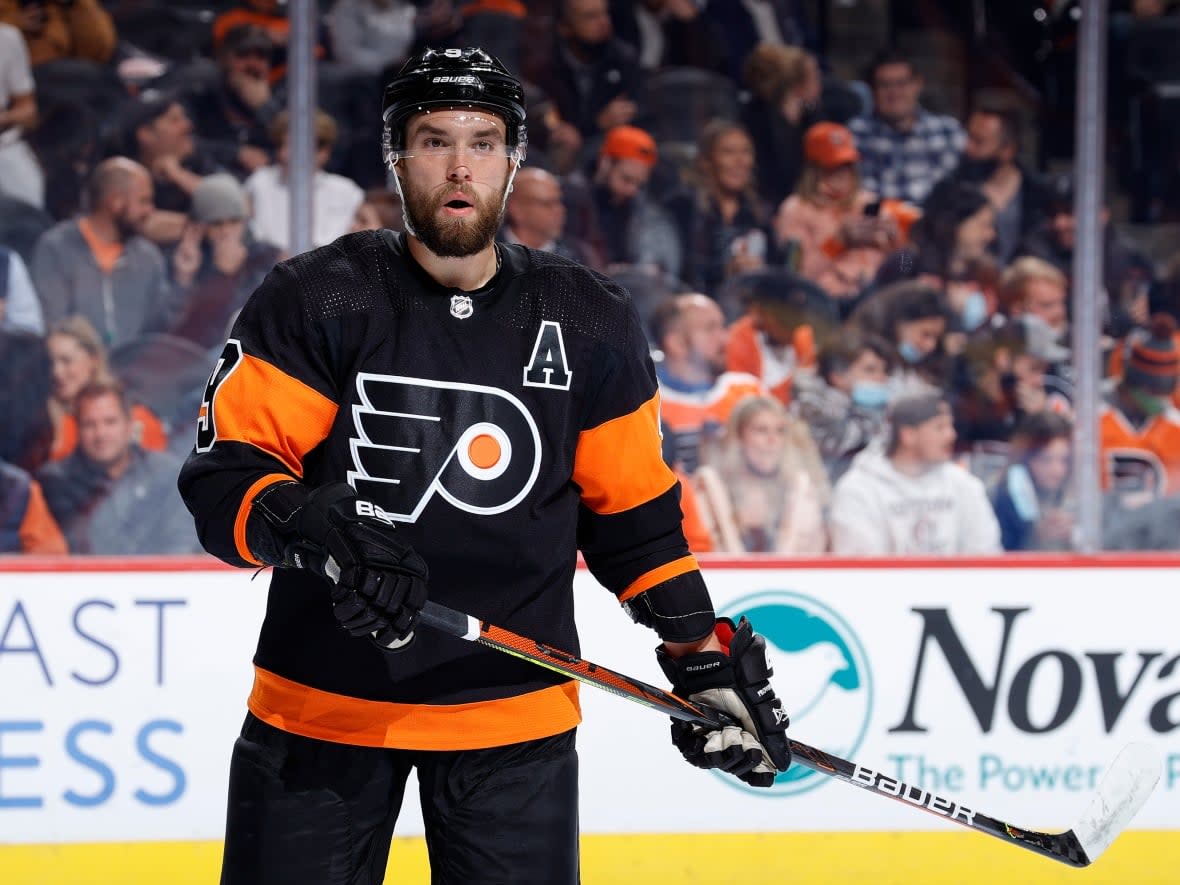 Flyers defenceman Ivan Provorov boycotted Tuesday night's pre-game skate against the Ducks as Philadelphia celebrated its annual Pride night in celebration and support of the LGBTQ+ community. (Tim Nwachukwu/Getty Images - image credit)