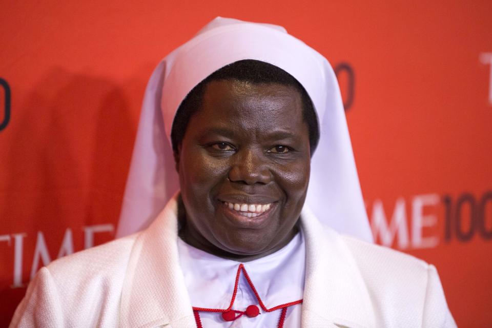 Honoree Sister Rosemary Nyirumbe arrives at the Time 100 gala celebrating the magazine's naming of the 100 most influential people in the world for the past year in New York April 29, 2014. REUTERS/Lucas Jackson (UNITED STATES - Tags: ENTERTAINMENT RELIGION MEDIA)