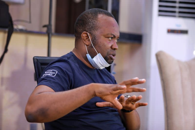 Meadow series film director Samuel Idiagbonya speaks during an interview with Reuters, following the relaxation of lockdown, amid the coronavirus disease (COVID-19) outbreak in Abuja