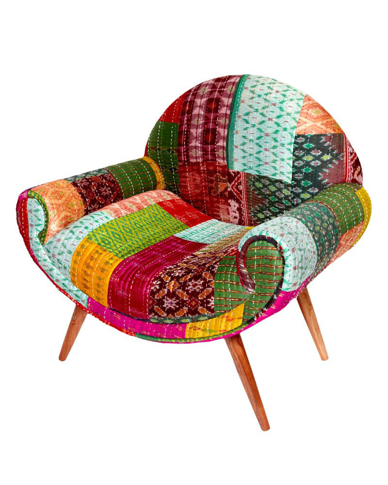 <b>Safari chair</b><br><br>Embrace the trend for global design and artisan craftsmanship with this Fairtrade crescent-shaped chair. Upholstered in hand-stitched Hindustani fabrics in contrasting colours and patterns, it would make a great addiction to an eclectic room scheme. <br><br> <b>£498, <a href="http://www.plumo.com/products/Sari-Chair.html" rel="nofollow noopener" target="_blank" data-ylk="slk:Plumo;elm:context_link;itc:0;sec:content-canvas" class="link ">Plumo</a></b>