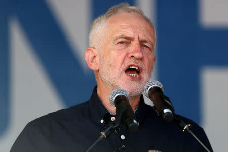 FILE PHOTO: British opposition Labour Party leader Jeremy Corbyn speaks in London, June 30, 2018. REUTERS/Simon Dawson/File Photo