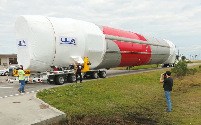 FILE PHOTO: United Launch Alliance's next-generation Vulcan rocket is unloaded after it arrived in Cape Canaveral