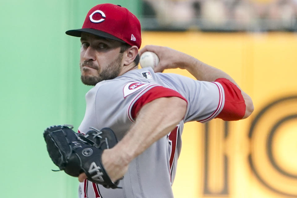 Cincinnati Reds starter Connor Overton pitches against the Pittsburgh Pirates during the first inning of a baseball game Thursday, May 12, 2022, in Pittsburgh. (AP Photo/Keith Srakocic)