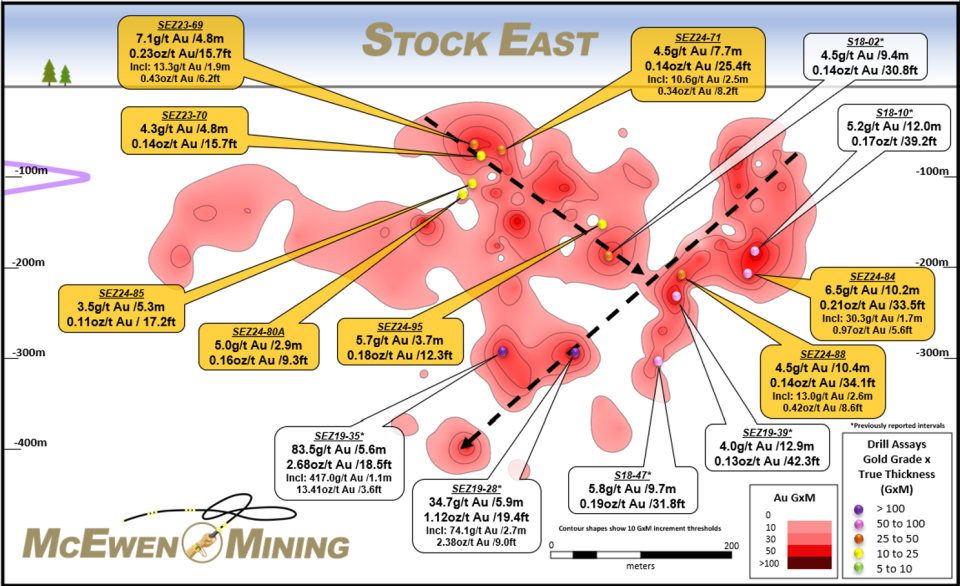 Figure 3 - Longitudinal section looking North - Stock East Zone