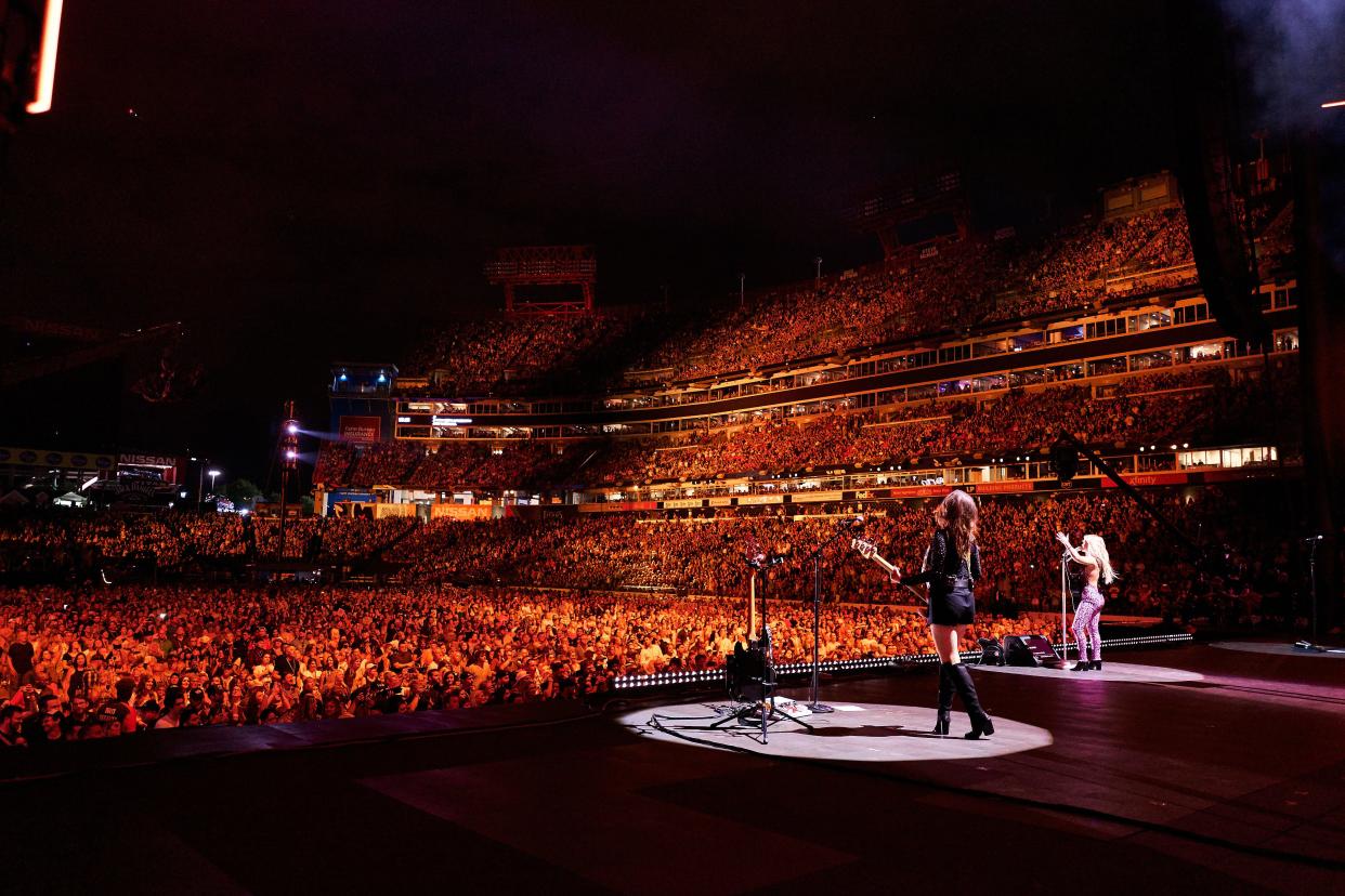 Maren Morris performs on stage during day 4 of the 2019 CMA Music Festival at Nissan Stadium on June 09, 2019 in Nashville, Tennessee.