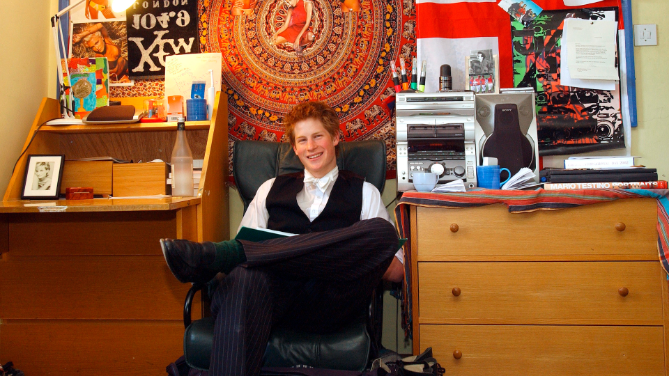 <p> Shortly before he departed from Eton, a smartly dressed Prince Harry welcomed photographers into his bedroom at the boarding school in 2003. After leaving, he spent some time travelling before enrolling at Sandhurst ahead of joining the army. </p>