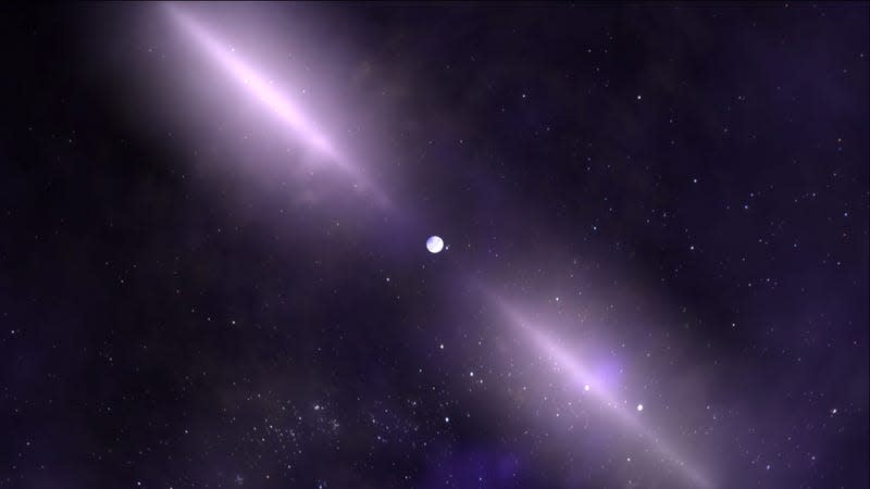 An artist's impression of a pulsar, a fast-spinning neutron star that emits beams of radio waves.