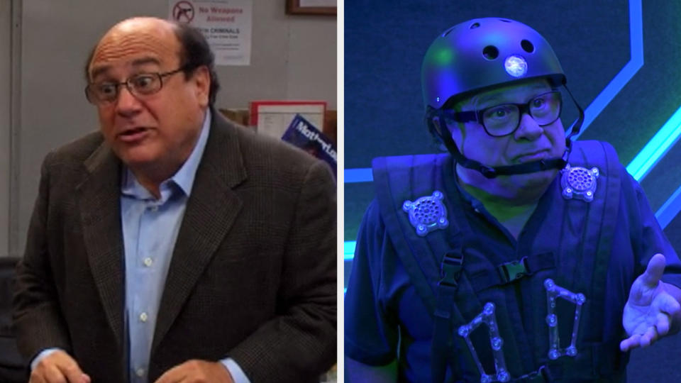 Danny DeVito in Season 2, 1st episode "Charlie Gets Crippled" vs. the Season 14, 10th episode "Waiting for Big Mo"