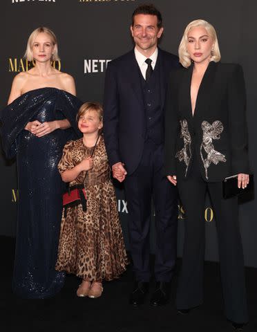 <p>John Salangsang/Shutterstock</p> Carey Mulligan, Bradley Cooper with his daughter Lea and Lady Gaga
