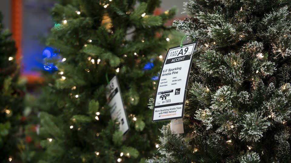 Christmas trees for sale at a store in Chicago, Illinois, in November 2020. - Christopher Dilts/Bloomber/Getty Images