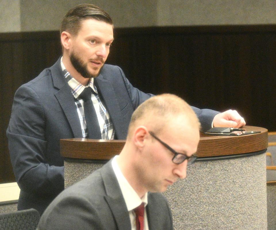 Defense attorney Ryan Bucklin Friday brought a successful motion to dismiss felony drunk driving charges against his client after learning the arresting officer was not certified. Prosecutor Zack Stempien agreed with his motion.