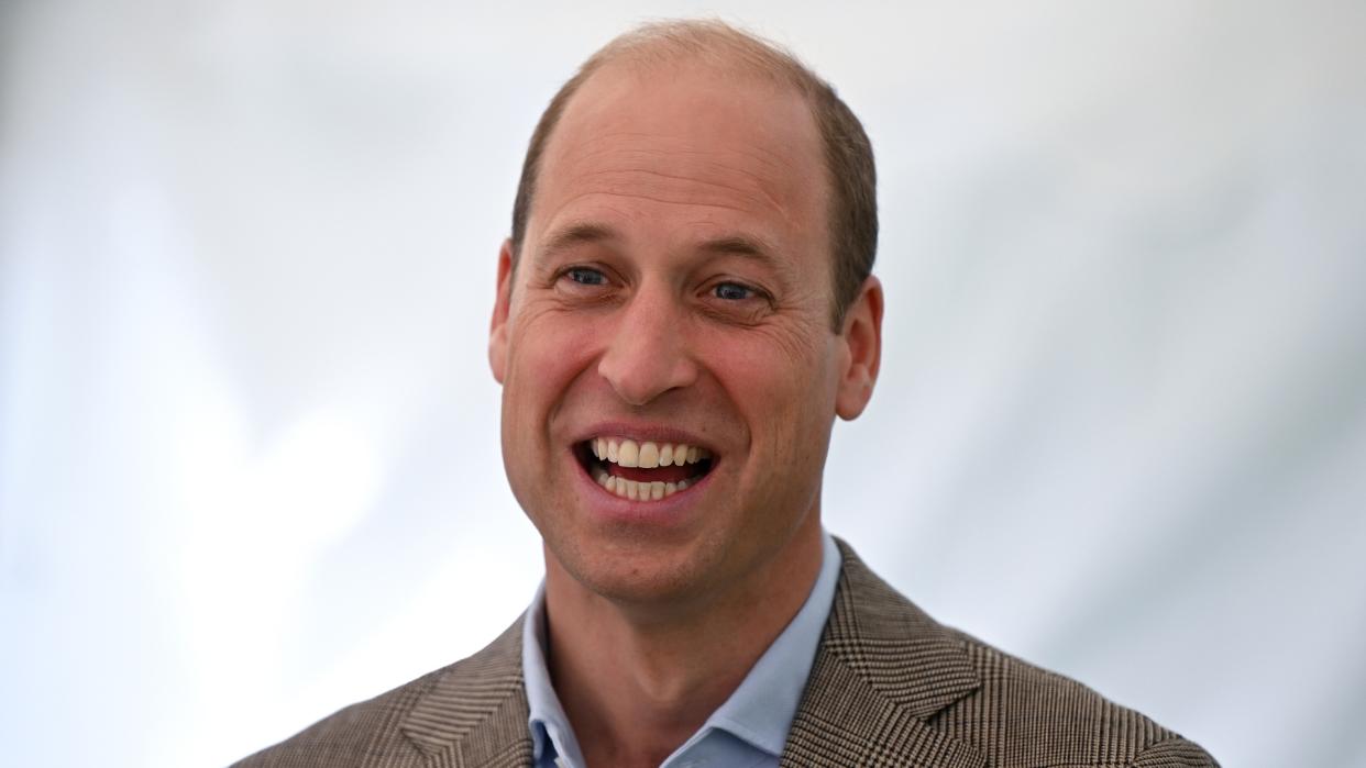  Prince William and Greg James beef - Prince William is pictured grinning as he  talks with workers from across the construction industry before visiting a construction site on September 13, 2023 in London, England. 