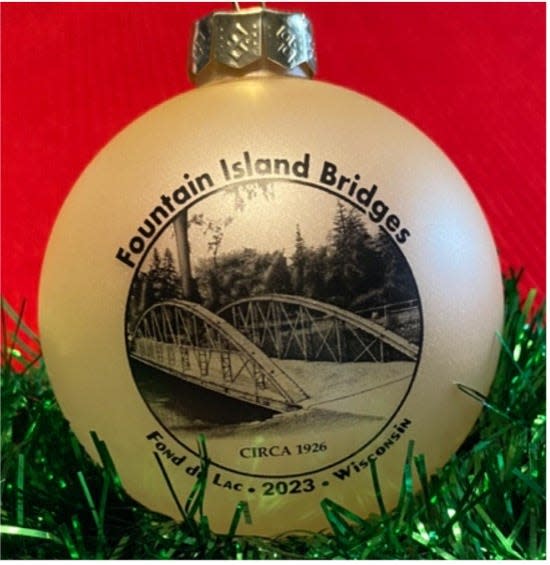 Soroptimist International of Fond du Lac, a local service organization, is offering Bridges of Fountain Island as its 34th Landmark Ornament. Pictured is the 'Big Blue' side of the ornament.