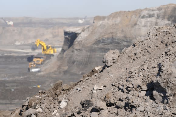 Oil sands open pit mining in Fort McMurray, Alberta, Canada.