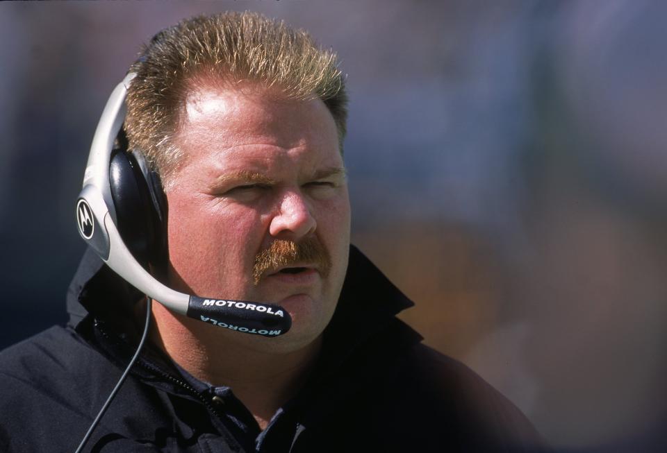 Andy Reid, just a few years after he met Steve Mariucci during a fire alarm in their skivvies. (Getty Images)