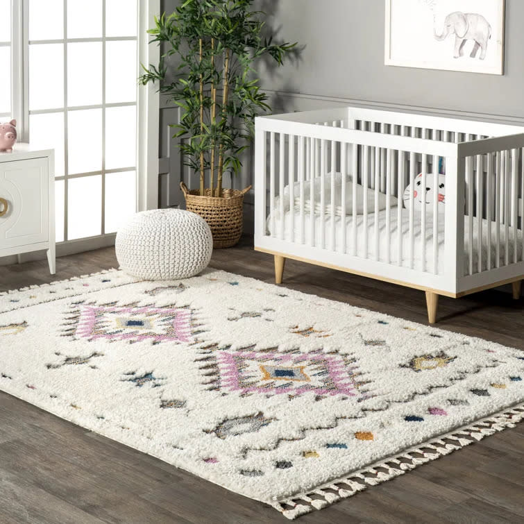 Higginson Tribal Shag Performance Ivory Rug. Image via Wayfair.