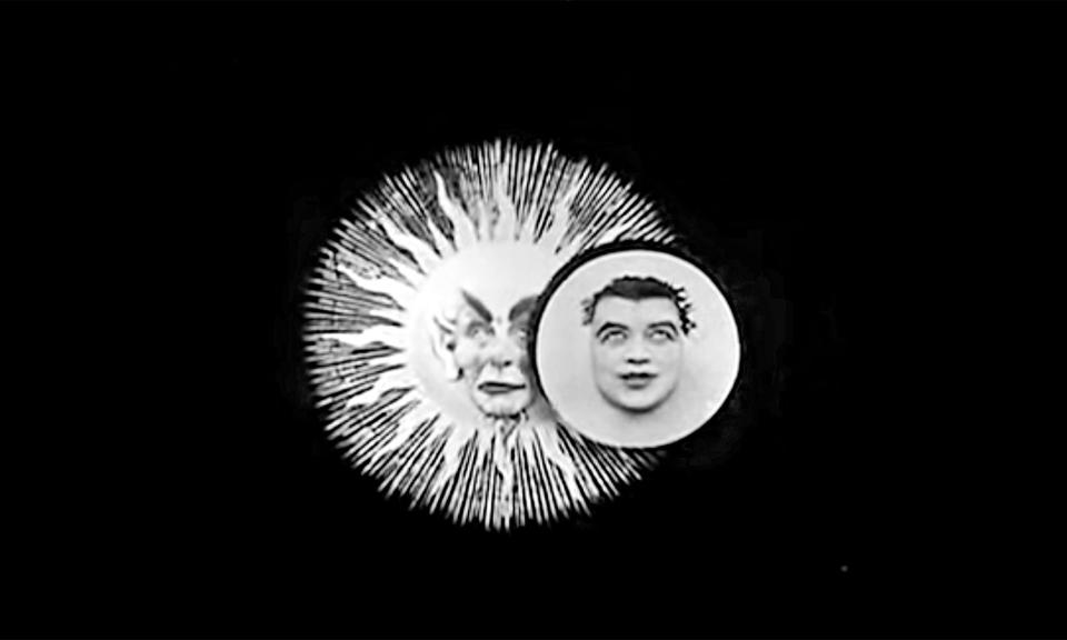 A still from the 1907 film "The Eclipse, or the Courtship of the Sun and Moon," directed by Georges Méliès. <cite>Star-Film</cite>