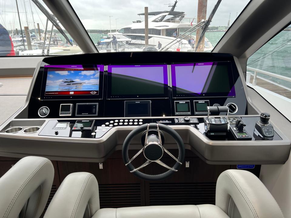 The cockpit of a Sunseeker 76 yacht